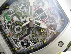 RM11-03 SS KVF 1:1 Best Edition Crystal Skeleton Dial on Yellow Racing Rubber Strap A7750