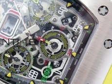 RM11-03 SS KVF 1:1 Best Edition Crystal Skeleton Dial on Yellow Racing Rubber Strap A7750