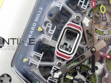 RM11-03 SS KVF 1:1 Best Edition Crystal Skeleton Dial on Yellow Racing Rubber Strap A7750