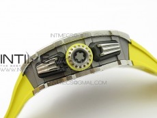 RM11-03 SS KVF 1:1 Best Edition Crystal Skeleton Dial on Yellow Racing Rubber Strap A7750