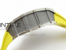 RM11-03 SS KVF 1:1 Best Edition Crystal Skeleton Dial on Yellow Racing Rubber Strap A7750