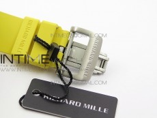 RM11-03 SS KVF 1:1 Best Edition Crystal Skeleton Dial on Yellow Racing Rubber Strap A7750