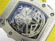 RM11-03 SS KVF 1:1 Best Edition Crystal Skeleton Dial on Yellow Racing Rubber Strap A7750
