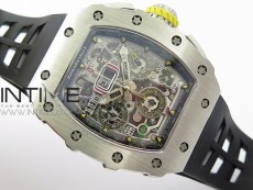 RM11-03 SS KVF 1:1 Best Edition Crystal Skeleton Dial on Black Racing Rubber Strap A7750