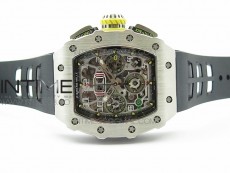 RM11-03 SS KVF 1:1 Best Edition Crystal Skeleton Dial on Black Racing Rubber Strap A7750