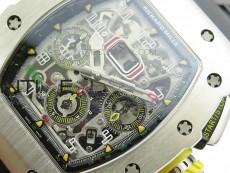 RM11-03 SS KVF 1:1 Best Edition Crystal Skeleton Dial on Black Racing Rubber Strap A7750