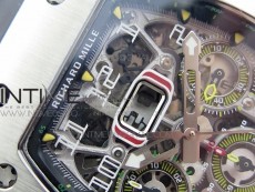 RM11-03 SS KVF 1:1 Best Edition Crystal Skeleton Dial on Black Racing Rubber Strap A7750