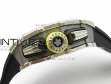 RM11-03 SS KVF 1:1 Best Edition Crystal Skeleton Dial on Black Racing Rubber Strap A7750