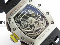 RM11-03 SS KVF 1:1 Best Edition Crystal Skeleton Dial on Black Racing Rubber Strap A7750