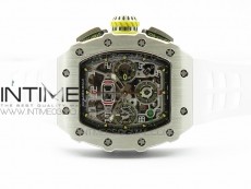 RM11-03 SS KVF 1:1 Best Edition Crystal Skeleton Dial on White Racing Rubber Strap A7750