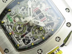 RM11-03 SS KVF 1:1 Best Edition Crystal Skeleton Dial on White Racing Rubber Strap A7750