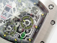 RM11-03 SS KVF 1:1 Best Edition Crystal Skeleton Dial on White Racing Rubber Strap A7750