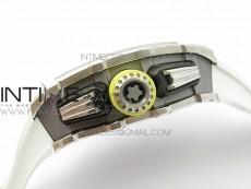 RM11-03 SS KVF 1:1 Best Edition Crystal Skeleton Dial on White Racing Rubber Strap A7750
