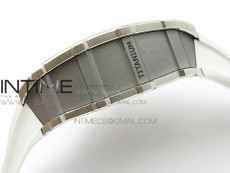 RM11-03 SS KVF 1:1 Best Edition Crystal Skeleton Dial on White Racing Rubber Strap A7750