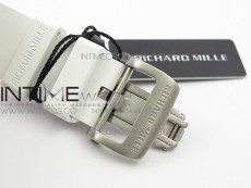 RM11-03 SS KVF 1:1 Best Edition Crystal Skeleton Dial on White Racing Rubber Strap A7750