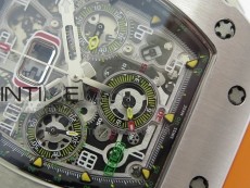 RM11-03 SS KVF 1:1 Best Edition Crystal Skeleton Dial on Orange Racing Rubber Strap A7750