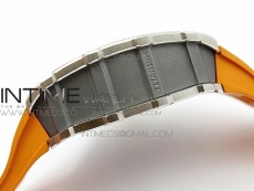 RM11-03 SS KVF 1:1 Best Edition Crystal Skeleton Dial on Orange Racing Rubber Strap A7750