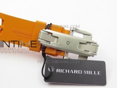 RM11-03 SS KVF 1:1 Best Edition Crystal Skeleton Dial on Orange Racing Rubber Strap A7750