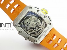 RM11-03 SS KVF 1:1 Best Edition Crystal Skeleton Dial on Orange Racing Rubber Strap A7750