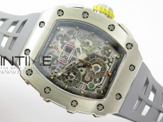 RM11-03 SS KVF 1:1 Best Edition Crystal Skeleton Dial on Gray Racing Rubber Strap A7750