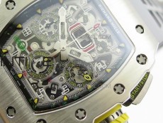 RM11-03 SS KVF 1:1 Best Edition Crystal Skeleton Dial on Gray Racing Rubber Strap A7750