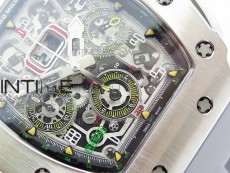 RM11-03 SS KVF 1:1 Best Edition Crystal Skeleton Dial on Gray Racing Rubber Strap A7750