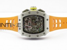 RM11-03 SS KVF 1:1 Best Edition Crystal Skeleton Dial on Orange Racing Rubber Strap A7750