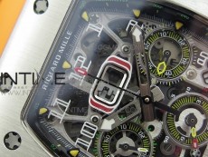 RM11-03 SS KVF 1:1 Best Edition Crystal Skeleton Dial on Orange Racing Rubber Strap A7750