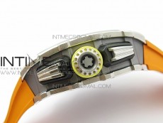 RM11-03 SS KVF 1:1 Best Edition Crystal Skeleton Dial on Orange Racing Rubber Strap A7750
