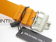 RM11-03 SS KVF 1:1 Best Edition Crystal Skeleton Dial on Orange Racing Rubber Strap A7750