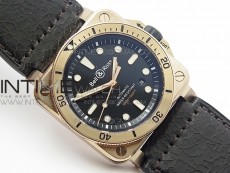BR 03-92 Diver RG Black Dial on Rubber Strap MIYOTA 9015 (Free Rubber Strap)