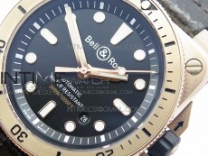 BR 03-92 Diver RG Black Dial on Rubber Strap MIYOTA 9015 (Free Rubber Strap)