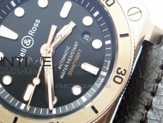 BR 03-92 Diver RG Black Dial on Rubber Strap MIYOTA 9015 (Free Rubber Strap)