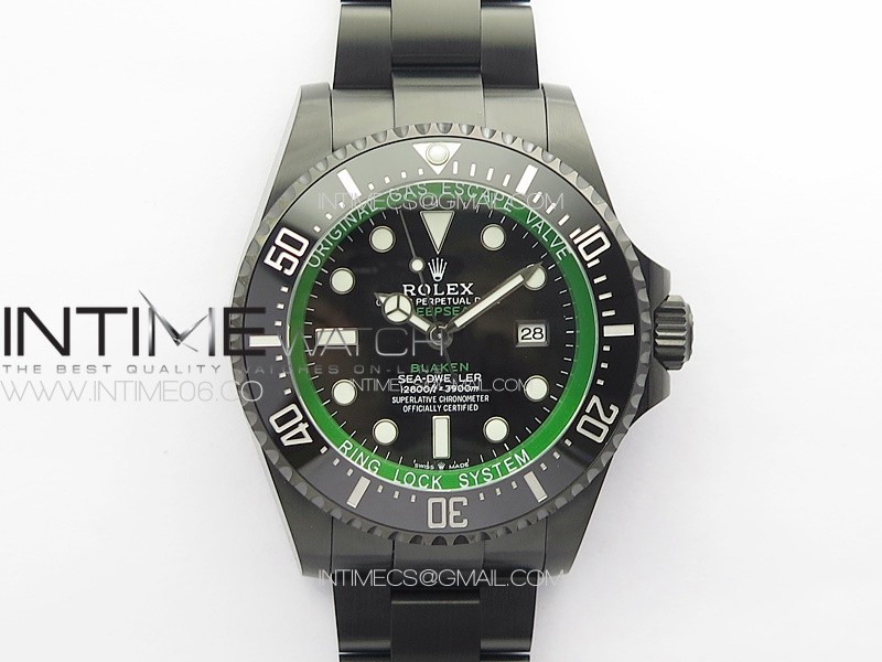 Sea-Dweller 116660 Blacken DLC Green Inner BP Best Edition Black Dial on SS Bracelet A2824