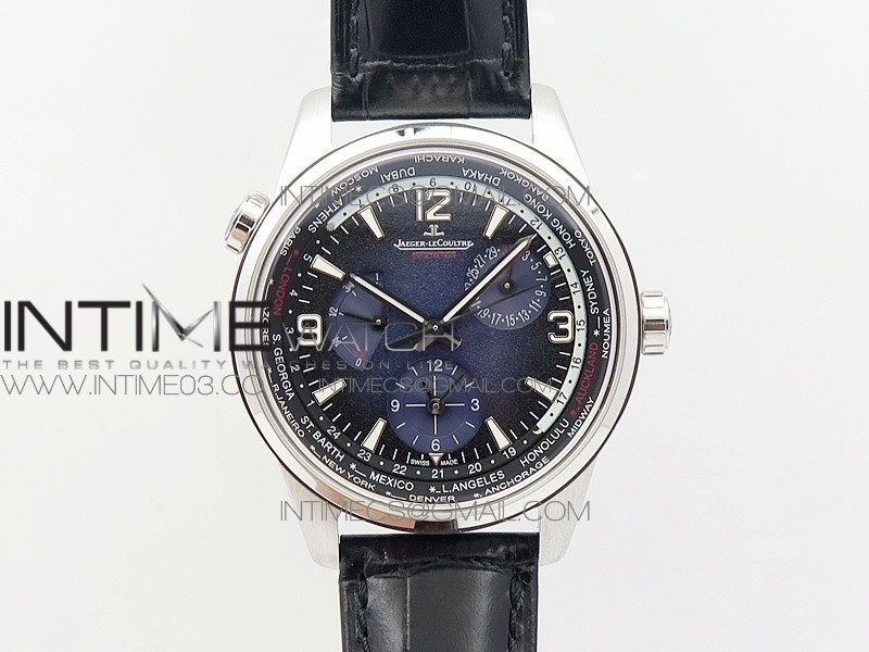 Polaris Geographic TWA SS Blue Textured Dial on Black Leather Strap A936 Polaris Geographic TWA SS Blue Textured Dial on Black Leather Strap A936