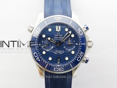 Seamaster 300M Chrono SS OMF 1:1 Best Edition Blue Dial on Blue Rubber Strap A9900