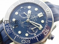 Seamaster 300M Chrono SS OMF 1:1 Best Edition Blue Dial on Blue Rubber Strap A9900