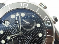 Seamaster 300M Chrono SS OMF 1:1 Best Edition Black Dial on Black Rubber Strap A9900