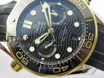 Seamaster 300M Chrono SS/YG OMF 1:1 Best Edition Black Dial on Black Rubber Strap A9900