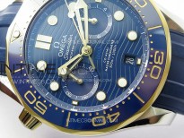 Seamaster 300M Chrono SS/YG OMF 1:1 Best Edition Blue Dial on Blue Rubber Strap A9900