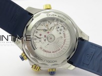 Seamaster 300M Chrono SS/YG OMF 1:1 Best Edition Blue Dial on Blue Rubber Strap A9900