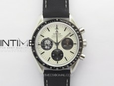 Speedmaster SS Black Snoopy OMF 1:1 Best Edition White Dial on Black Leather Strap Manual Winding Chrono Movement