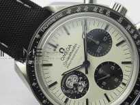 Speedmaster SS Black Snoopy OMF 1:1 Best Edition White Dial on Black Leather Strap Manual Winding Chrono Movement