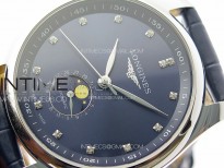 Master Moonphase SS APSF 1:1 Best Edition Blue Diamonds Dial on Blue Leather Strap AL899