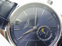 Master Moonphase SS APSF 1:1 Best Edition Blue Stick Dial on Blue Leather Strap AL899
