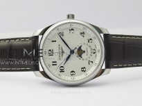 Master Moonphase SS APSF 1:1 Best Edition White Numeral Dial on Brown Leather Strap AL899