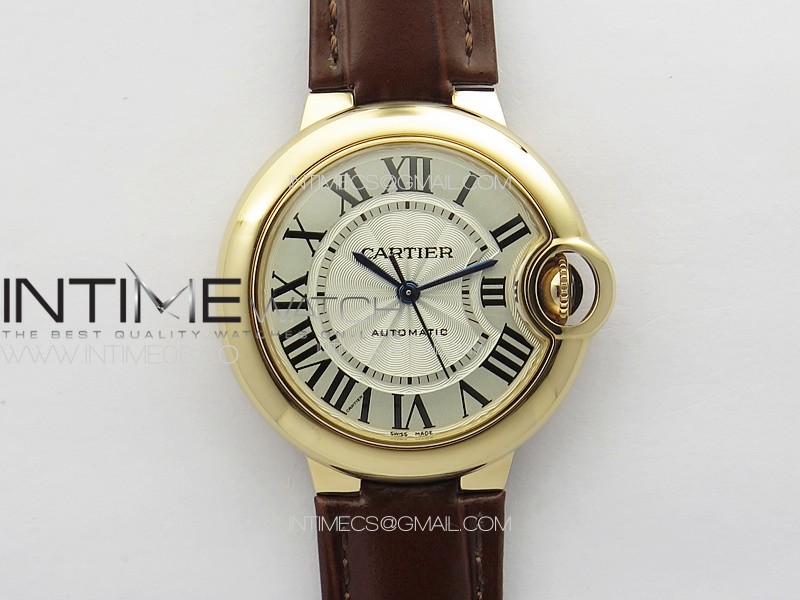 Ballon Bleu 33mm RG K3F 1:1 Best Edition White Textured Dial on Brown Leather Strap A076