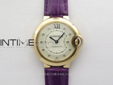 Ballon Bleu 33mm RG K3F 1:1 Best Edition White Textured Dial on Purple Leather Strap A076