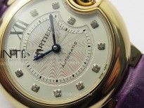 Ballon Bleu 33mm RG K3F 1:1 Best Edition White Textured Dial on Purple Leather Strap A076