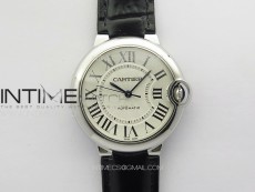 Ballon Bleu 36mm SS K3F 1:1 Best Edition White Textured Dial on Black Leather Strap A076